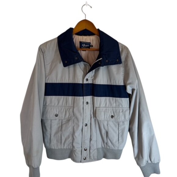 Leggett Vintage Pacific Trail Jacket Coat Men Medium Navy Beige  Outdoor Wear - Picture 1 of 12